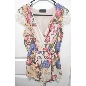 Fab'rik Romper Womens Size Small Short Sleeve Floral Fabrik S Made In USA Shorts